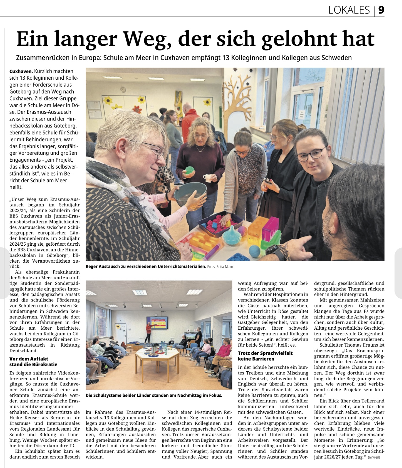 Zeitungsartikel der Cuxhavener Nachrichten Zeitungsartikel der Cuxhavener Nachrichten