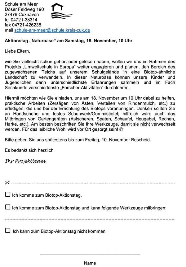 Elternbrief zum Aktionstag am 18.11.2017